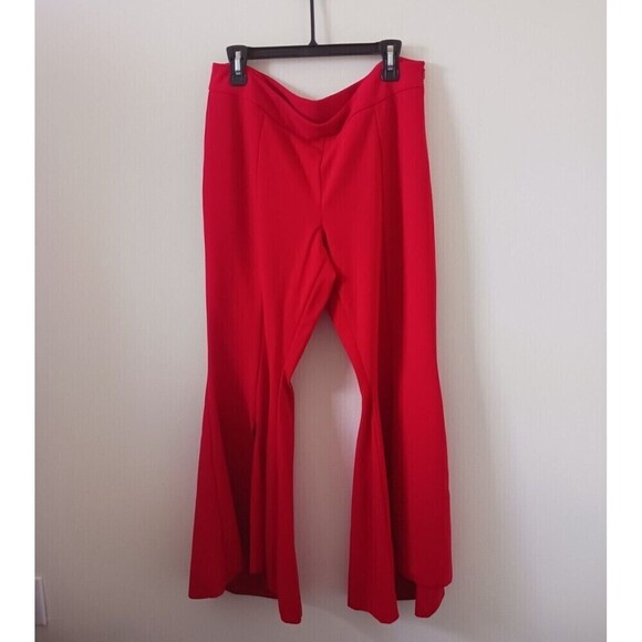 INC International Concepts Pull On Pants Flare Split Leg Red Size 14 - Picture 1 of 9
